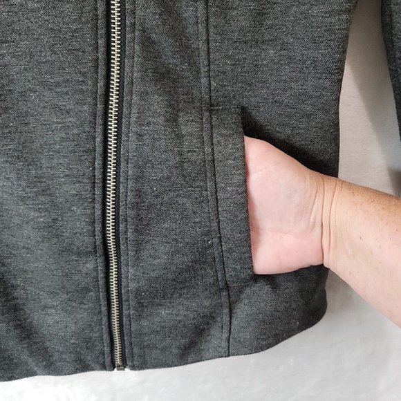 Hem & Thread Women's Asymmetrical Full Zip Riding Jacket Grey Size Medium - Picture 4 of 16